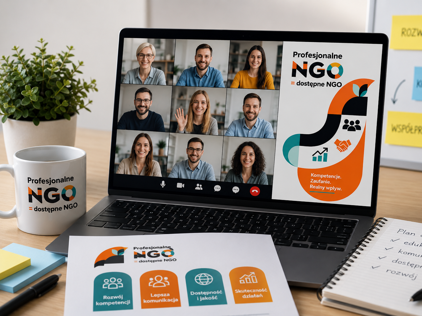 Spotkanie online organizacji pozarządowych w ramach projektu „Profesjonalne NGO = dostępne NGO”.
